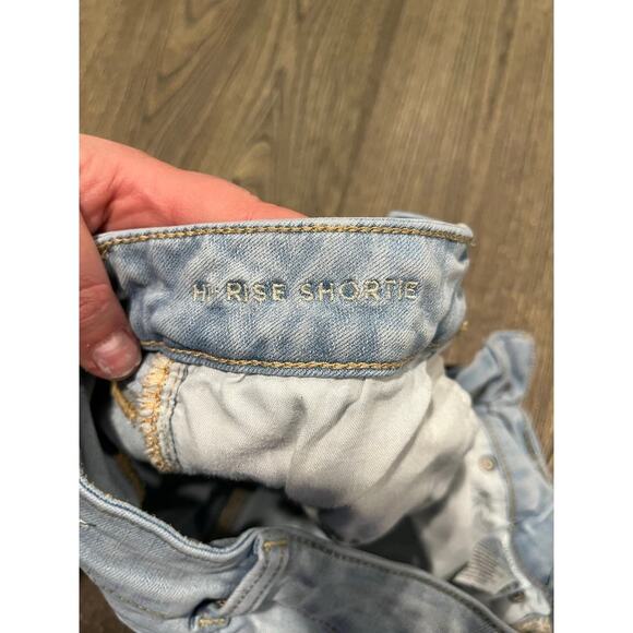 American Eagle High Rise Shortie Shorts Next Level Stretch Light Wash Blue Sz 2 - Picture 5 of 8